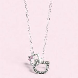 ‼️$7‼️ Hello Kitty Hollow-Out Pendant Necklace With Rhinestone Accents